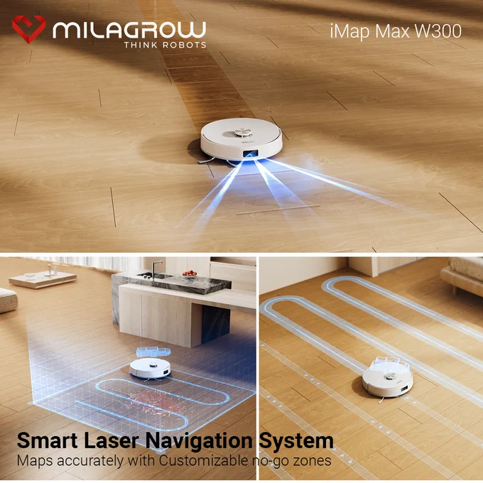 ✨ Smart Laser Navigation for Smarter Cleaning! 🤖
The iMap W300 maps your home with precision using advanced LDS Laser Navigation, ensuring every corner gets the attention it deserves.