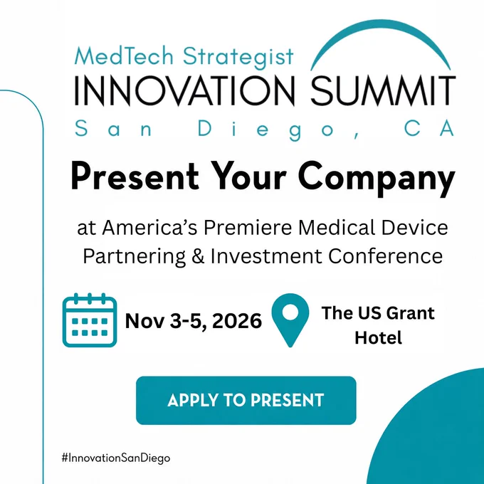 Big ideas deserve the right room. Applications are now open for presenting companies at #InnovationSanDiego 2026. Get in front of the right #medtech investors and leaders: https://bit.ly/3RN7rOy