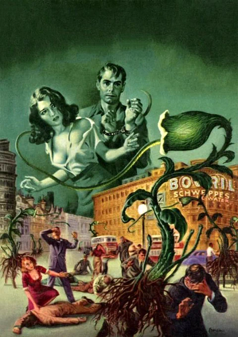 Triffids attack people on the streets of London.