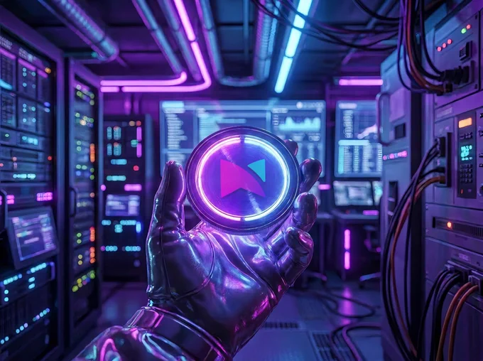 Futuristic telecommunications infrastructure artwork featuring the MNTx logo inside a live network operations environment. The image represents real-world DePIN infrastructure, blockchain-powered telecom systems, decentralized telecommunications networks, AI-driven routing, node infrastructure, and scalable carrier-grade communications technology. The scene reflects the evolution of DePIN from speculative crypto narratives toward infrastructure carrying real global telecom traffic, service-fee-driven token economies, and real economic activity. The accompanying post discusses MNTx staking participation, algorithmic buybacks, ecosystem rewards, telecom traffic routing, decentralized physical infrastructure networks, and infrastructure-backed token utility operating at scale. The artwork symbolizes the convergence of blockchain, telecommunications, network intelligence, and real-world infrastructure powering the next phase of DePIN growth.