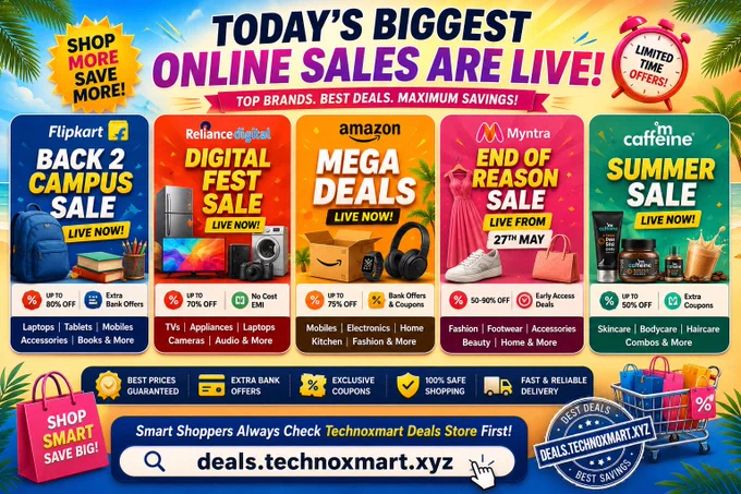 🔥 𝗧𝗼𝗱𝗮𝘆’𝘀 𝗕𝗶𝗴𝗴𝗲𝘀𝘁 𝗢𝗻𝗹𝗶𝗻𝗲 𝗦𝗮𝗹𝗲𝘀 𝗮𝗿𝗲 𝗟𝗜𝗩𝗘 𝗼𝗻 𝗧𝗲𝗰𝗵𝗻𝗼𝘅𝗺𝗮𝗿𝘁 𝗗𝗲𝗮𝗹𝘀 𝗦𝘁𝗼𝗿𝗲! 🛍️
𝙁𝙡𝙞𝙥𝙠𝙖𝙧𝙩 𝘽𝙖𝙘𝙠 𝟐 𝘾𝙖𝙢𝙥𝙪𝙨 𝙎𝙖𝙡𝙚 📚, 𝙍𝙚𝙡𝙞𝙖𝙣𝙘𝙚 𝘿𝙞𝙜𝙞𝙩𝙖𝙡 𝙁𝙚𝙨𝙩 𝙎𝙖𝙡𝙚 ⚡, 𝘼𝙢𝙖𝙯𝙤𝙣 𝙈𝙚𝙜𝙖 𝘿𝙚𝙖𝙡𝙨 💥, 𝙈𝙮𝙣𝙩𝙧𝙖 𝙀𝙣𝙙 𝙤𝙛 𝙍𝙚𝙖𝙨𝙤𝙣 𝙎𝙖𝙡𝙚 👗 (𝙇𝙄𝙑𝙀 𝙛𝙧𝙤𝙢 𝟐𝟕 𝙈𝙖𝙮) & 𝙢𝘾𝙖𝙛𝙛𝙚𝙞𝙣𝙚 𝙎𝙪𝙢𝙢𝙚𝙧 𝙎𝙖𝙡𝙚 ☀️ — 𝙨𝙖𝙗𝙝𝙞 𝙥𝙖𝙧 मिल रहे हैं 𝙢𝙖𝙨𝙨𝙞𝙫𝙚 𝙙𝙞𝙨𝙘𝙤𝙪𝙣𝙩𝙨 𝙤𝙣 𝙜𝙖𝙙𝙜𝙚𝙩𝙨, 𝙛𝙖𝙨𝙝𝙞𝙤𝙣, 𝙗𝙚𝙖𝙪𝙩𝙮 & 𝙢𝙤𝙧𝙚!
💸 𝗠𝗼𝗯𝗶𝗹𝗲𝘀, 𝗹𝗮𝗽𝘁𝗼𝗽𝘀, 𝘀𝗸𝗶𝗻𝗰𝗮𝗿𝗲, 𝗮𝗰𝗰𝗲𝘀𝘀𝗼𝗿𝗶𝗲𝘀 𝗮𝘂𝗿 𝗱𝗮𝗶𝗹𝘆 𝗲𝘀𝘀𝗲𝗻𝘁𝗶𝗮𝗹𝘀 𝗽𝗮𝗿 𝗯𝗲𝘀𝘁 𝗽𝗿𝗶𝗰𝗲𝘀   𝗯𝗮𝗻𝗸 𝗼𝗳𝗳𝗲𝗿𝘀   𝗰𝗼𝘂𝗽𝗼𝗻𝘀 𝗸𝗮 फायदा उठाने से पहले 𝗧𝗲𝗰𝗵𝗻𝗼𝘅𝗺𝗮𝗿𝘁 𝗗𝗲𝗮𝗹𝘀 𝗦𝘁𝗼𝗿𝗲 पर 𝗹𝗮𝘁𝗲𝘀𝘁 𝗰𝘂𝗿𝗮𝘁𝗲𝗱 𝗱𝗲𝗮𝗹𝘀 ज़रूर 𝗰𝗵𝗲𝗰𝗸 करें 👉 deals.technoxmart.xyz/
🚀 𝗦𝗺𝗮𝗿𝘁 𝘀𝗵𝗼𝗽𝗽𝗶𝗻𝗴 का नया तरीका — “पहले 𝗧𝗲𝗰𝗵𝗻𝗼𝘅𝗺𝗮𝗿𝘁, फिर खरीदारी!”
#technoxmartdeals #FlipkartSale #Back