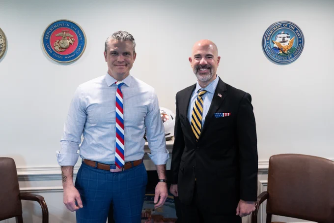 Pictured L-R:  The Hon Pete Hegseth, Secretary of War, with DEA Administrator Terry Cole.