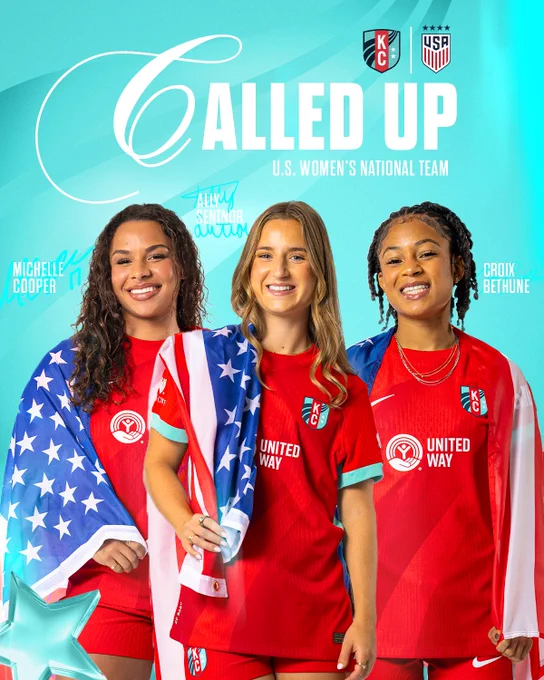 "Called Up" graphic for Cooper, Sentnor and Bethune for the USWNT
