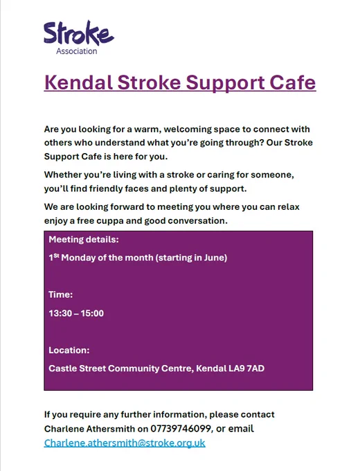 Kendal Stroke Support Cafe poster