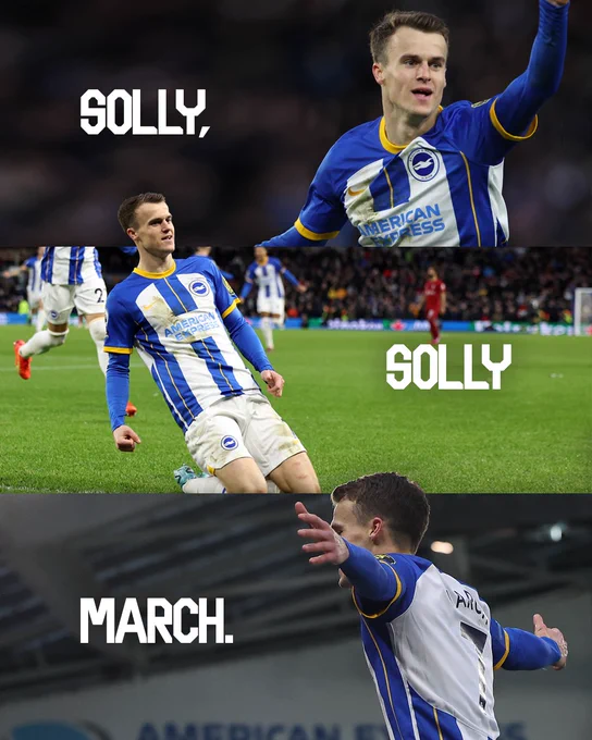 Three pic solly graphic showing him celebrating against Liverpool in 2023. Great memories.