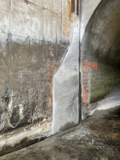 Final repair of wingwall.