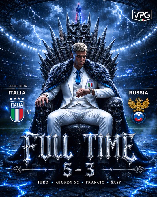 🇮🇹 MATCH RESULT ROUND OF 16

🏆 @OfficialVPG World Cup
🆚 @cyberfootballru 🇷🇺
✅ 5-3
⚽️⚽️ @Giordy_El_Nino
⚽️ @Ju29r0_
⚽️ @FrancioLF
⚽️ @sasyyv
👟👟 @Ju29r0_
👟👟 @Giordy_El_Nino 
👟 @FrancioLF
👑 @Baueerrrx

#FC26 #EAFC #WorldCup #ProClubs 🌎