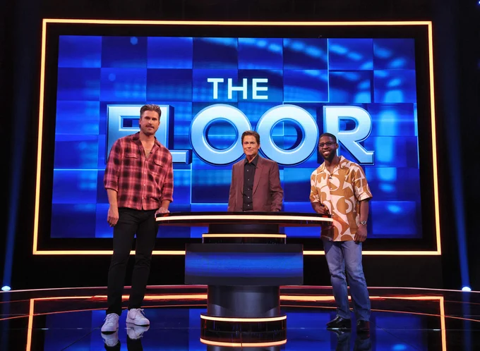 Contestants on The Floor on Fox including Jordan Davis with host Rob Lowe