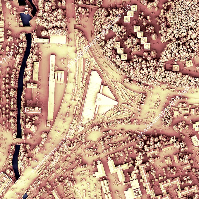A fragment from the shaded map of Metz, France.