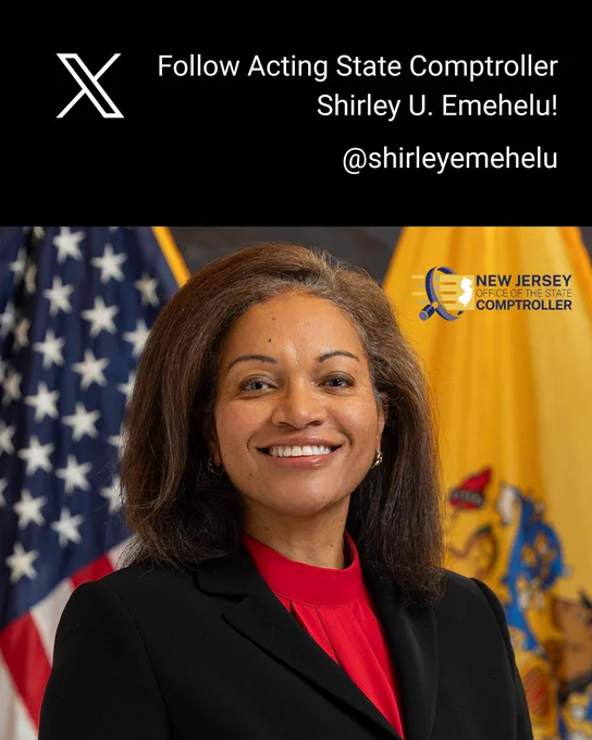 Photo of Acting State Comptroller Shirley U. Emehelu with text: 
Follow Acting State Comptroller Shirley U. Emehelu! 
@shirleyemehelu
