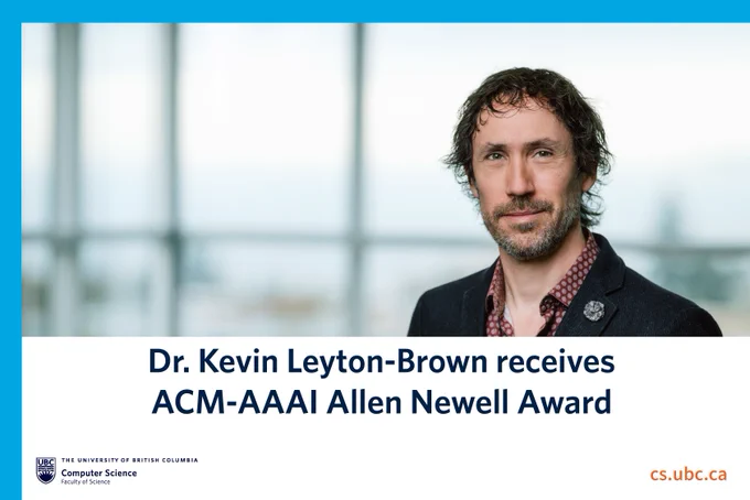 Dr. Kevin Leyton-Brown receives ACM-AAAI Allen Newell Award 