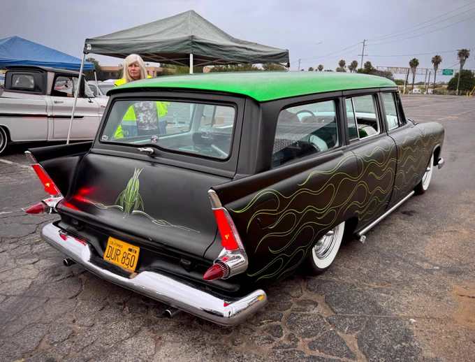 One of the raddest rides at Chargers Steve Swap Meet Monday =D 
Video: https://youtu.be/gQJcS5EnVZw
Grateful for your support,.. =D 
Subscribe for more here: https://www.youtube.com/@Custommikes?subconfirmation=1
Check out other fun coverages on all of Customikes Social media channels

Thanks for Hanging at Customikes!
K. Mikael Wallin
Customikes
Kustomikes
Customikes Select,... ;-)

Live Feed/Video by © www.Customikes.com K. Mikael Wallin 2026
#customikes #customikesexperience #bestsocialmediaexperience #kustomkulturewithoutborders #kustomkulture #kustoms #customs #fun #vintage #classics #cars #automotive #koolrides #mechanicalfun #funatwork #wagon #stationwagon #longroof