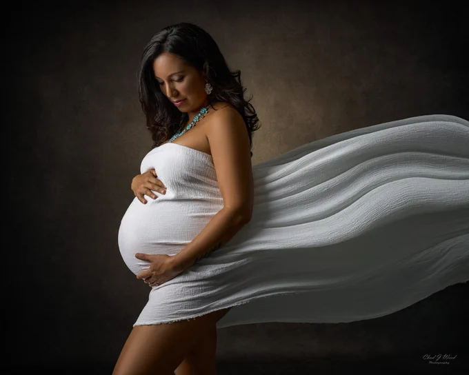 Phoenix Maternity Photographer: Flowing fabric maternity photoshoot.