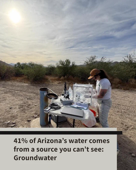 USGS hydrographer collecting water quality samples for a salinity monitoring project along the Lower Gila River, AZ, December 2024. Photo by Jessica Anderson, USGS.