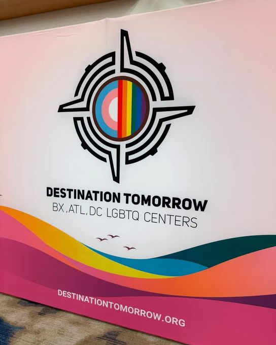 A colorful banner features Destination Tomorrow's logo. 
