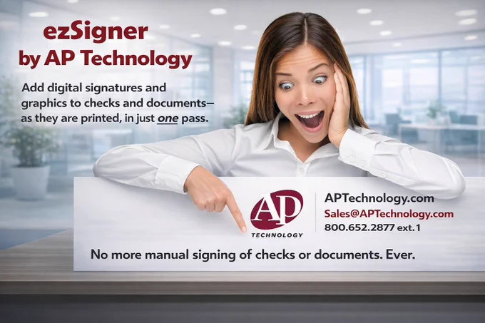 #ezSigner by #APTechnology. Add digital signatures and graphics such as logos to checks and documents, as they are printed, in one pass. No more chasing signatures. Free 30-day trial. https://www.aptechnology.com/check-signing.html #CheckSigningSoftware #DigitalSignature