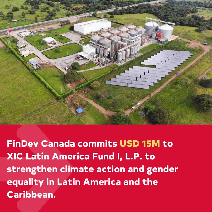FinDev Canada commits USD 15M to XIC Latin America Fund I, L.P to strengthen climate action and gender equality in Latin America and the Caribbean.