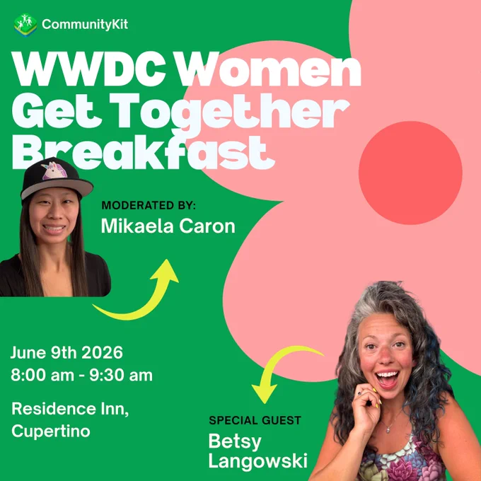 WWDC Women Get Together Breakfast banner featuring special guest Betsy Langowski