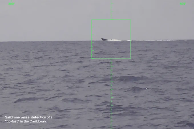 Saildrone vessel detection of a “go-fast” in the Caribbean.