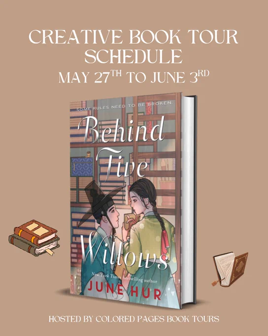 Creative Book Tour for Behind Fivr Willows from May 27th to June 3rd. Hosted by Colored Pages Book Tours.