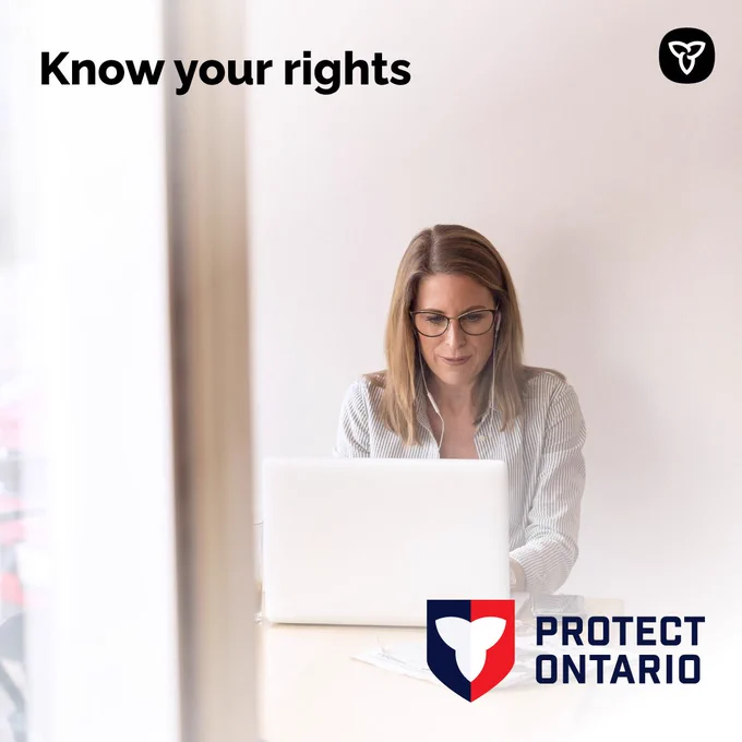 A person attending the Employment Standards Act webinar on their computer