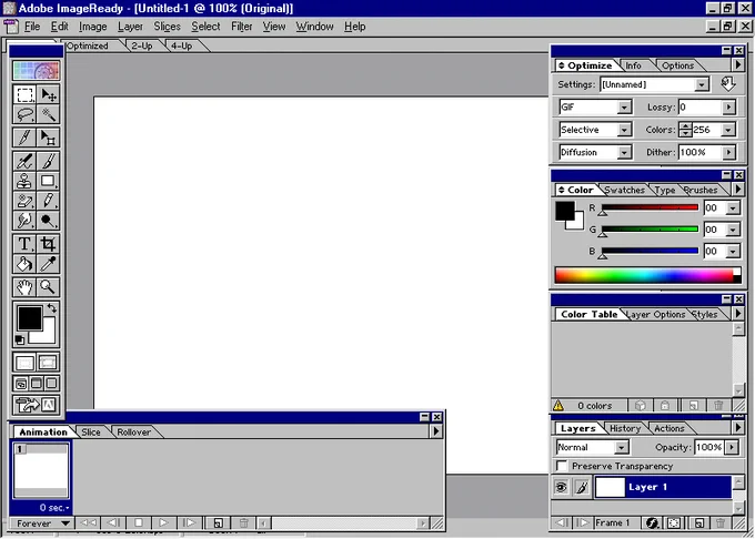 Adobe ImageReady 2.0 in 1999