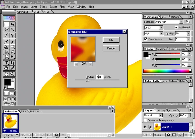 Adobe ImageReady 2.0 in 1999