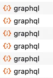 Six stacked rows showing the orange GraphQL logo next to the word “graphql” in lowercase on alternating light gray backgrounds, resembling a repeated list or menu item.