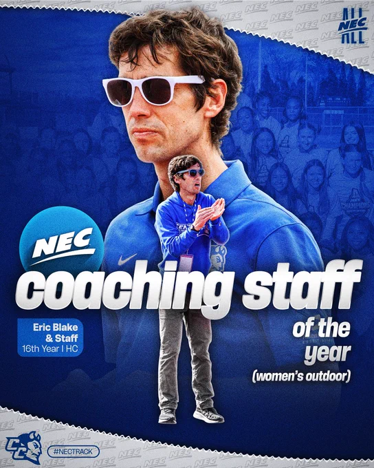 Central Connecticut has earned the 2026 NEC Women's Outdoor Track and Field Coaching Staff of the Year award