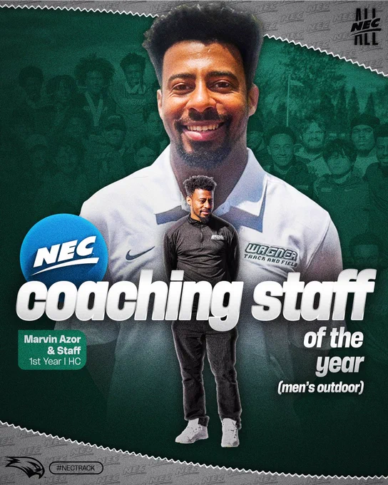 Wagner has earned the 2026 NEC Men's Outdoor Track and Field Coaching Staff of the Year award