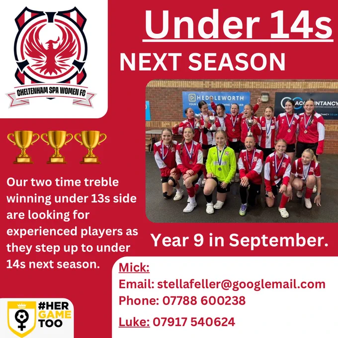 Under 14s recruitment poster.