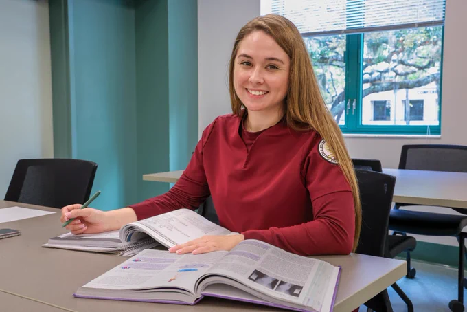 Radiography student studying