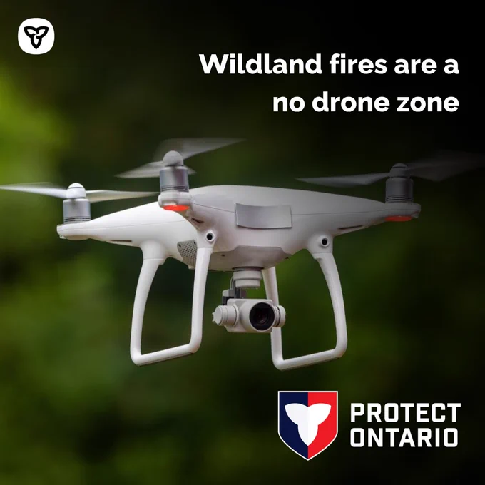 A drone flying, with no drone zone text on the graphic.