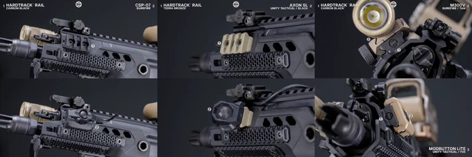 RailScales HardTrack Rail & HalfTrack Rail (M-LOK Picatinny Rail Sections), QTR-LT Stop, RSBM-P Polymer M-LOK VFG, HTP MLOK Scales (MiniDot & Honeycomb, Black, 2.5-Slot Length) | Sig Sauer 7.75" 5.56 MCX-Rattler LT SBR w/ SLX762C-QD Suppressor, Sig Sauer RSAR999 7.75" 5.56 SBR w/ SLH762C-QD Suppressor, Romeo4T RDS, EOTec SU-231A/PEQ HWS, Surefire M300V Mini Scout Light IR Weaponlight w/ CSP-07 Switch, Unity Tactical Axon SL Switch, ModLite Systems Modbutton Lite Switches.