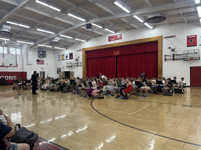 Band students warming up