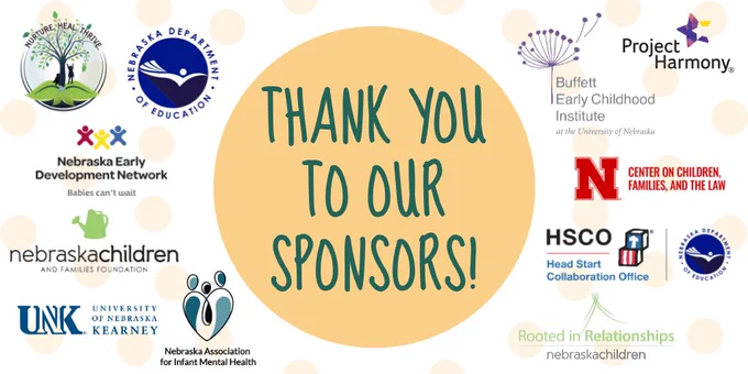 Thank you message surrounded by logos of Nebraska organizations supporting early childhood development and education.