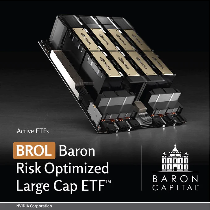 NVIDIA GPU cluster image. BROL Baron Risk Optimized Large Cap ETF by Baron Capital.