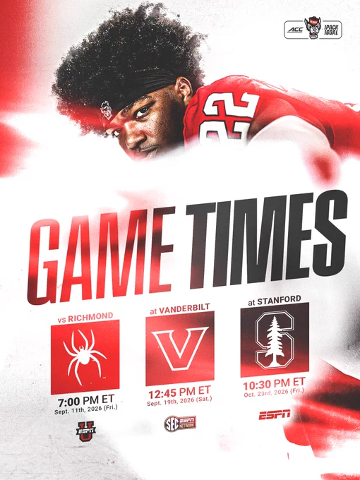 A photo of defensive back Jackson Vick and a listing of the games, times and networks for three games.