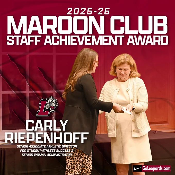Carly Riepenhoff received the 2025-26 Maroon Club Staff Achievement Award.
