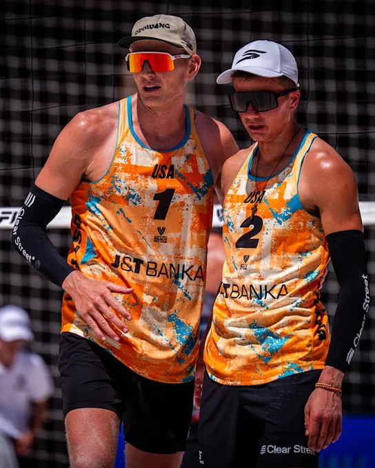 James Shaw and Miles Partain after a point