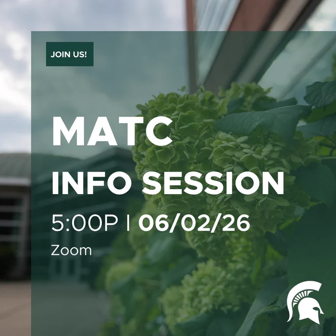 MATC info session: 5:00 pm on June 2 2026 via Zoom. Join us!