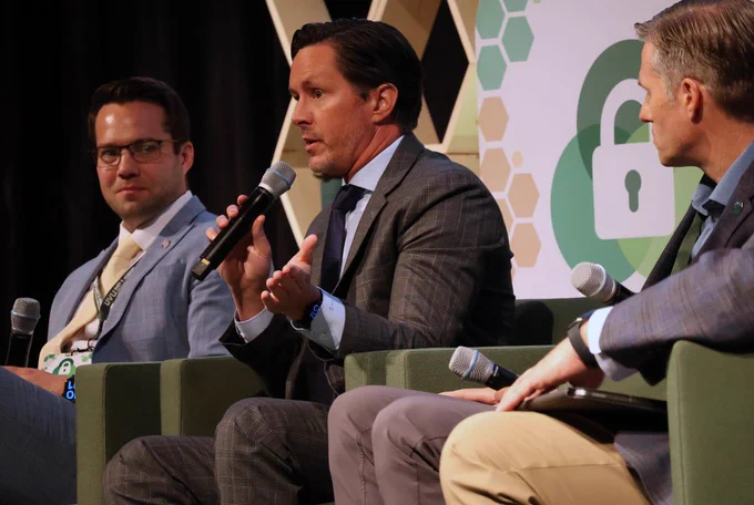 Sen. Kirk A. Cullimore, Utah Senate majority leader, speaks during the keynote panel at UVU’s Data Governance Summit, where state leaders said Utah’s privacy framework will need to evolve alongside rapidly changing technology. Photo by: Joseph Jorgensen. Image from TechBuzz article