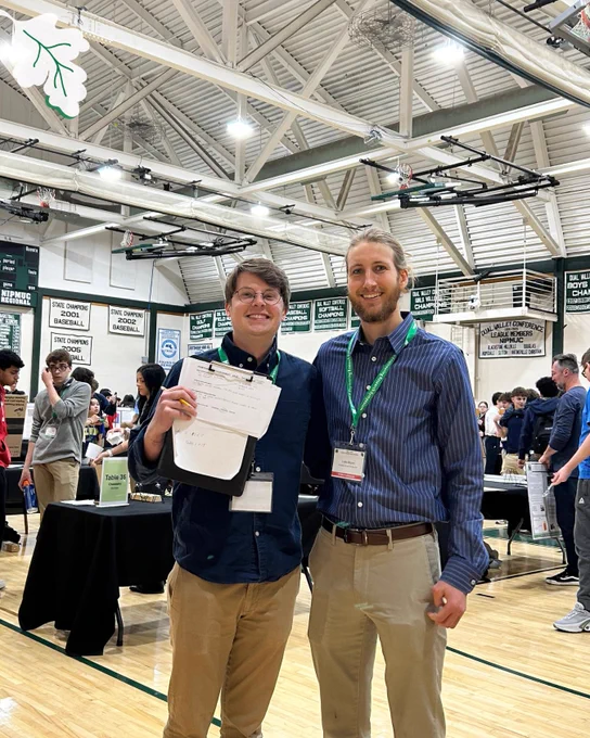 MassDEP's Addison and Luke served as judges at the Nipmuc Regional Science & Engineering Symposium