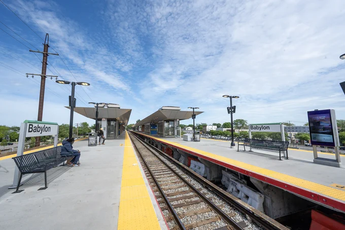 New platforms, signs and canopies at Babylon Station.