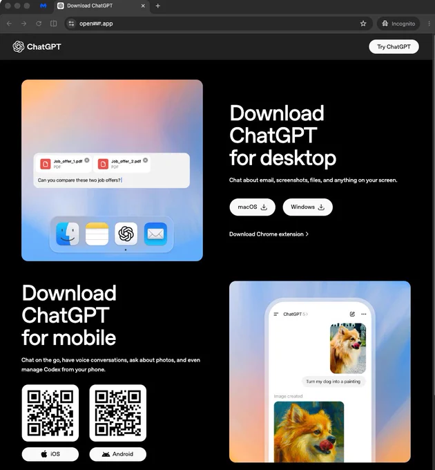 Active ChatGPT/OpenAI typosquat serving stealers cross-platform
macOS = Odyssey Stealer
🪟 Windows = NOVABLIGHT / Sordeal MaaS