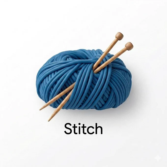 A knitting set depicting the Stitch logo