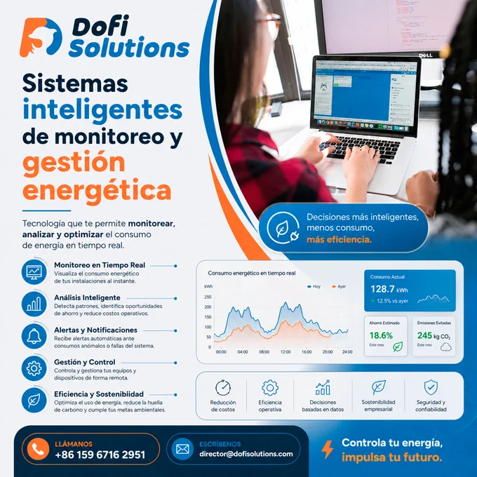 🔥 𝗘𝗻𝗲𝗿𝗴í𝗮 𝗾𝘂𝗲 𝗻𝗼 𝗰𝗼𝗻𝘁𝗿𝗼𝗹𝗮𝘀, 𝗲𝘀 𝗱𝗶𝗻𝗲𝗿𝗼 𝗾𝘂𝗲 𝗽𝗶𝗲𝗿𝗱𝗲𝘀.⁣
⁣
En 𝗗𝗢𝗙𝗜 𝗦𝗢𝗟𝗨𝗧𝗜𝗢𝗡𝗦 creemos que la eficiencia energética no tiene que ser un caos de planillas y estimaciones. Por eso lanzamos nuestra solución digital inteligente para monitorear y optimizar el consumo de portadores energéticos (electricidad, gas, vapor, agua y más) en tu empresa.⁣
⁣
⚡ Con ella podrás:⁣
⁣
➡️ Visualizar consumos en tiempo real desde cualquier lugar.⁣
➡️ Identificar pérdidas y oportunidades de ahorro al instante.⁣
➡️ Reducir costos operativos sin inversiones en infraestructura pesada.⁣
⁣
📉 Menos gasto invisible, más control visible.⁣
Ideal para industrias, plantas y negocios que quieren liderar con datos, no con suposiciones.⁣
⁣
🚀 Solicita una demo a 𝗗𝗢𝗙𝗜 𝗦𝗢𝗟𝗨𝗧𝗜𝗢𝗡𝗦 y empieza a transformar tu energía en resultados.⁣
⁣
⁣✉️ director@dofisolutions.com⁣⁣⁣⁣⁣⁣⁣⁣⁣⁣⁣⁣⁣⁣⁣⁣⁣⁣⁣⁣⁣⁣⁣⁣⁣⁣⁣⁣⁣
📞  86 159 6716 2951⁣⁣
⁣
#ENERGÍA #DOFISolutions #EficienciaEnergética