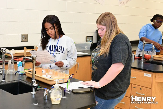 Students in science class