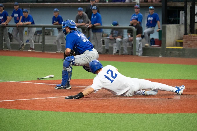 Sophomore Jack Meissner scored a pair of runs and added an RBI and a walk to help lead the SMCC Baseball Team to a 10-0, five-inning victory over Kellogg CC in an elimination game at the 2026 NJCAA DII World Series. -- Photo Courtesy of NJCAA